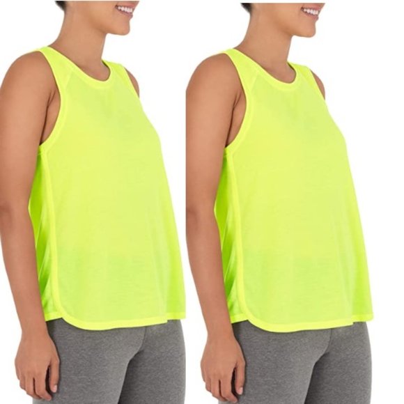 Womens Athletic Works 2 Racerback Tank Tops Size XS 0/2 Acid Yellow Workout NWT - Picture 2 of 4